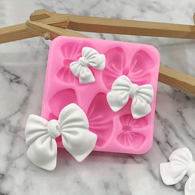 Silicone Bowknot Flower Mold, 1pc, Flexible and Reusable for Chocolate, Fondant, Cake and Cupcake Decorating