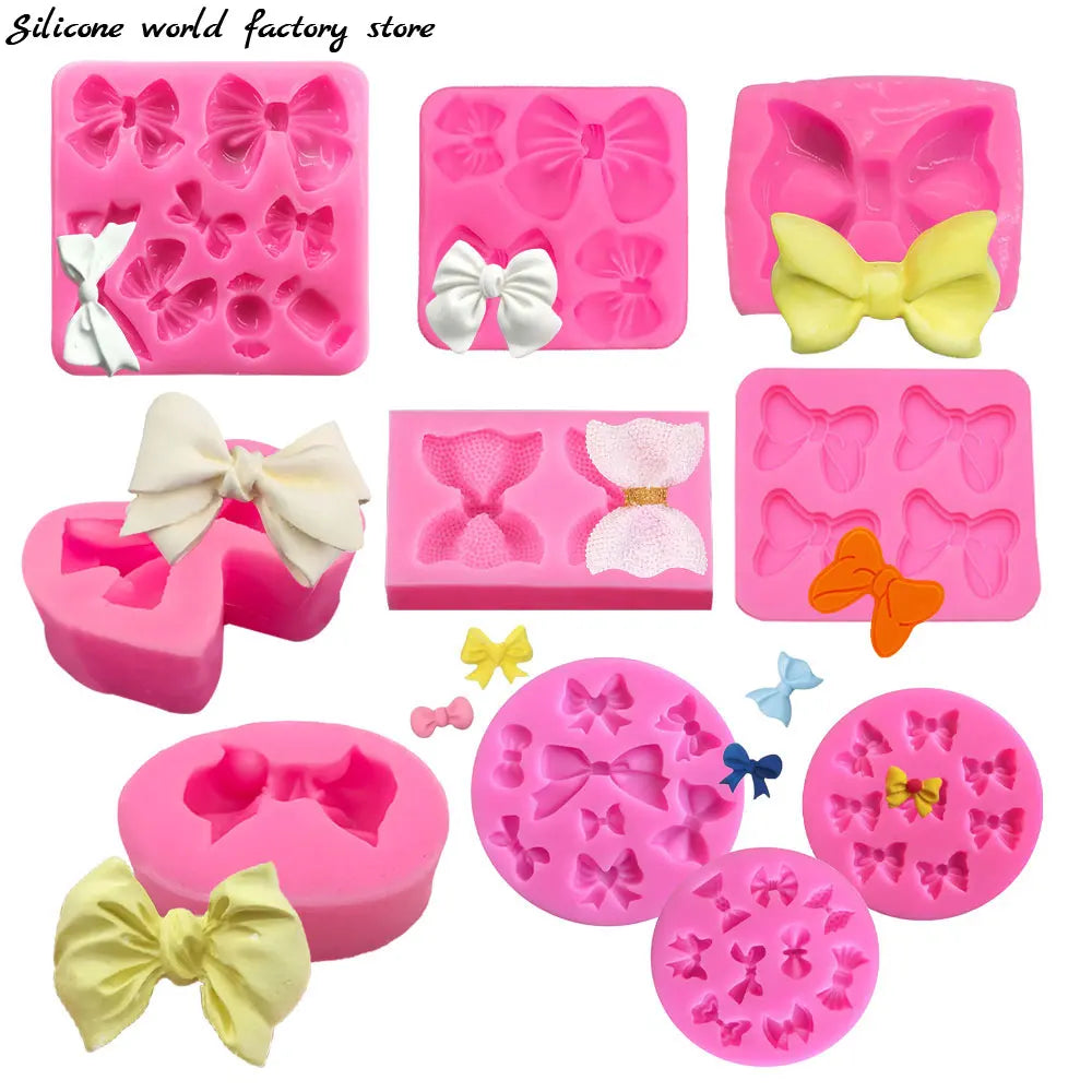 Silicone World Bowknot Cake Silicone Mold Cute Bow Molds DIY Fondant Chocolate Baking Tool Resin Art Mould Decoration Pastry