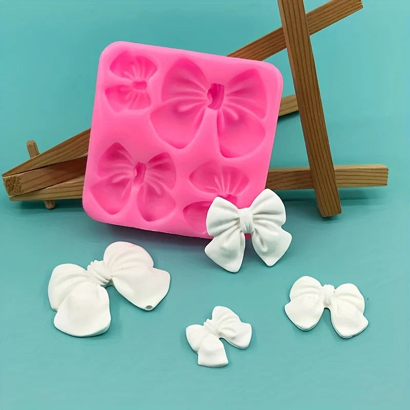 Silicone Bowknot Flower Mold, 1pc, Flexible and Reusable for Chocolate, Fondant, Cake and Cupcake Decorating