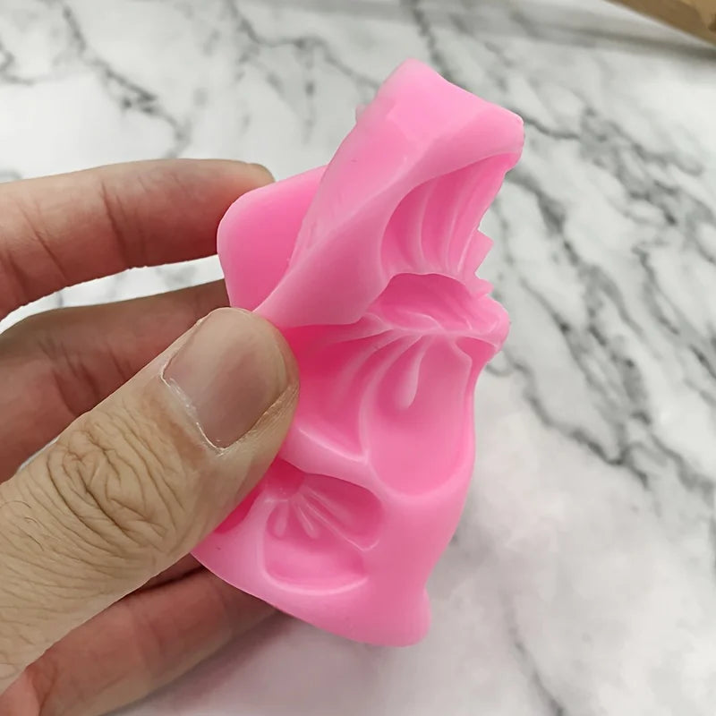 Silicone Bowknot Flower Mold, 1pc, Flexible and Reusable for Chocolate, Fondant, Cake and Cupcake Decorating