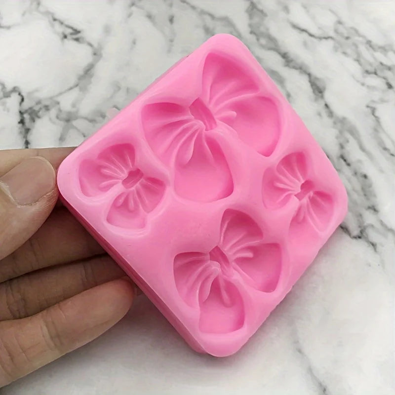 Silicone Bowknot Flower Mold, 1pc, Flexible and Reusable for Chocolate, Fondant, Cake and Cupcake Decorating